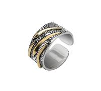 KONFEN Bague Argent Homme, Météore Bague Ajustable Reglable Ouverte, Une Bague Pouce Anneau Bagues Reglables Orteil Bijoux Simple Vintage pour Homme Ado