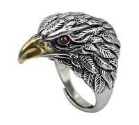 KONFEN Bague Argent Homme, Viking Eagles Bague Ajustable Reglable Ouverte, Une Bague Vikings Pouce Anneau Bagues Reglables Orteil Bijoux Simple Vintage pour Homme Ado
