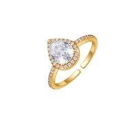 KONFEN Bague Femme goutte Plaqué Or 18k Ajustable, Brillant Sertissage en zircone Ouverture réglable, Style Métallique fantaisie Moderne cadeau, Doré