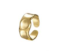 KONFEN Bague Femme Réglable Ouverte, Large Bague Design en Acier Inoxydable ouverte Ajustable rétro fantaisie minimaliste cadeau bijoux, Doré