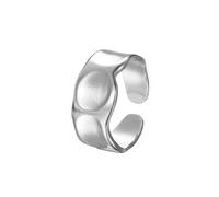 KONFEN Bague Femme Réglable Ouverte, Large Bague Design en Acier Inoxydable ouverte Ajustable rétro fantaisie minimaliste cadeau bijoux, Argenté