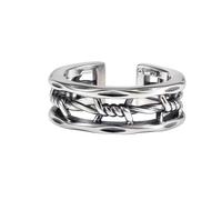 KONFEN Bague pour homme, ouverture réglable, motif tressé ajouré Viking, bijoux rétro punk hip hop gothique unisexe vintage, cadeau d'anniversaire/Noël pour hommes, garçons, femmes