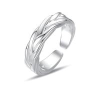 KONFEN Bagues à Chaîne Entrelacée pour Homme, Viking Anneaux Ajustables Sculptés Chevalière Hommes Hypoallergénique Surface Hautement Polie, Vintage Hip Pop Rings Gothic Punk Jewellery, Argent