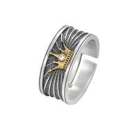KONFEN Bagues Couronne Homme, Viking Bagues Ajustables Sculptées Chevalière Hommes Bague, Vintage Hip Pop Open Rings Gothic Punk Classic Unique Texture Bijoux pour Hommes, Argent