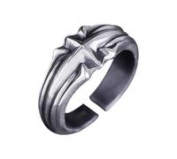 KONFEN Bagues Étoiles Homme, Viking Anneaux Ajustables Sculptés Chevalière Hommes Hypoallergénique, Vintage Hip Pop Open Rings Gothic Punk Classic Unique Texture Bijoux pour Hommes, Argent