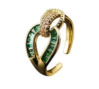 KONFEN Bagues Ouvertes Ajustables en Émeraudes de Haute Qualité Pour Femmes, Bague Serpent en Zircon, Bijoux de Mariage Classiques, ÉléGants et Vintage Pour Femmes, Vert, Acier