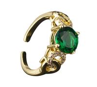 KONFEN Bagues Ouvertes Ajustables en Émeraudes de Haute Qualité Pour Femmes, Bague Serpent en Zircon, Bijoux de Mariage Classiques, ÉléGants et Vintage Pour Femmes, Vert, Acier