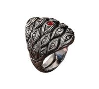 KONFEN Bagues Sculptées Ajustables Pour Hommes, Bagues Ouvertes Vintage Homme Accessoire Hip Pop, Gothique Punk Classique Vintage Chaton, Hibou, Bijoux Homme Bonne Chance, Argent, Alliage