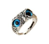 KONFEN Bagues Sculptées Ajustables Pour Hommes, Bagues Ouvertes Vintage Homme Accessoire Hip Pop, Gothique Punk Classique Vintage Chaton, Hibou, Bijoux Homme Bonne Chance, Argent, Alliage