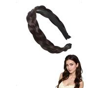 KONFEN Bandeau Tressé, Serre Tête en Cheveux avec Dents Anti-Dérapants, Élasticité Réglable Perruque Tresses Fausse Naturels Serre Tete Bande Accessoires pour Femmes Usage Quotidien Fête, Brun Foncé