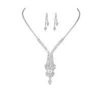 KONFEN Bijoux Mariage Strass Parure Femme, Collier Boucle d'oreilles, Bijoux Set pour Femmes Filles Saint Valentin