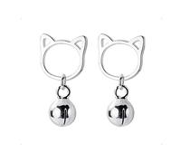 KONFEN Boucles d'oreilles Chat Argent 925, Boucle d'oreille Chat Femme avec Cloche Sonore, Animaux Boucle d Oreille Petite Hypoallergénique Anneau Oreille Bijoux Cadeau pour Femmes Filles (Argent)