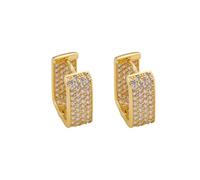 KONFEN Boucles d'oreilles créoles en zircone femmes, boucles d'oreilles en forme de U zircone rondes ajustables à crochet, bijoux brillants classiques pour femmes et filles, or