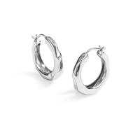 KONFEN Boucles d'oreilles créoles pour femmes motif vagues, boucles d'oreilles créoles rondes réglables classiques brillantes femmes filles, argent