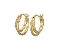 KONFEN Boucles D'Oreilles Femme, Zirconium Polissage Dépareillé Petites Double Cercle Créoles Piercing Oreille Cartilage Tragus Boucle D'oreille Hypoallergénique Anneaux Piercings Bijoux Fantaisie Or