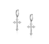 KONFEN Boucles d'oreilles longues pendantes en strass pour femmes, boucles d'oreilles pendantes en strass longues, crochets avec anneau réglables, bijoux brillants pour femmes et filles, argent
