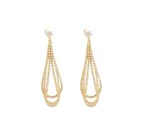 KONFEN Boucles d'oreilles Pendante Argent 925, Boucle d'oreille Longue avec Zircone pour Femme, Chunky Earrings Hypoallergénique Anneau Oreille Bijoux Cadeau pour Femmes Filles (Or)