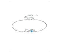 KONFEN Bracelet Femme Infini Cœur Plaqué Argent 925, Acier Inoxydable Bracelets Réglable Bleu Brillant Heart Infinity Zirconium, Style Élégant Fantaisie Bijoux pour Femmes Anniversaire Fête, Argent