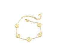 KONFEN Bracelet Femme Trèfle à Quatre Feuilles Acier Inoxydable Plaqué 18K, Réglable Bracelet Élégant Quatre Feuilles Porte-Bonheur Breloques Bracelets Fantaisie Quotidien Bijou pour Fille Femmes, Or