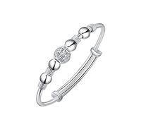 KONFEN Bracelet Perle Argent Femme, Bracelet Coulissant Réglable pour Fille, Un Bracelet Style Femme, Bracelets Perles Coulissante Bijoux Cadeau Anniversaire pour Ado Fille