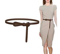 KONFEN Ceinture Femme Cuir Fine, Taille Vintage Véritable, Pantalon Noués Mince pour Femmes Jean 110cm (Marron)