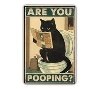 KONFEN Chat Métal Tin Sign, are You Pooping Vintage Panneau Métal Étain Signe Tin Signs Plaque Métallique Décorative Wall Decor pour Maison Mur Café Pubs Bar Toilettes Porte 8x12 Pouces