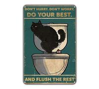 KONFEN Chat Métal Tin Sign, Chat Qui Fait Caca Vintage Panneau Métal Étain Signe Tin Signs Plaque Métallique Décorative Wall Decor pour Maison Mur Café Pubs Bar Toilettes Porte 8x12 Pouces