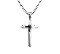 KONFEN Collier Croix Pendentif Homme Femme, 20" Croix Chaine Acier Inoxydable 50cm pour Homme, Chaîne Croix Viking Hip Hoo Bijoux Cadeau d'anniversaire pour Homme Garçons (Argent)