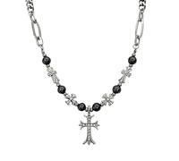 KONFEN Collier Croix Pour Homme, Collier Pendentif Croix Avec Chaîne, Bijoux Chrétiens en Strass Pour Homme/Femme, Cadeau D'Anniversaire/NoëL/Pâques/Merci, Argent, Acier Titane + Alliage