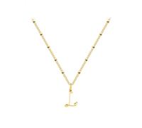 KONFEN Collier Initiale Lettre Acier Inoxydable Femme, 14 Carats Chaine Plaqué Or Réglable, Avec Un Pendentif Lettre L À Cœur Délicat Au Bout, Or, Cadeau Personnalisé Bijoux Femme