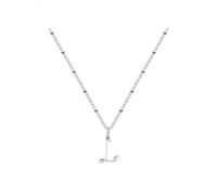 KONFEN Collier Initiale Lettre Acier Inoxydable Femme, 14 Carats Chaine Plaqué Or Réglable, Avec Un Pendentif Lettre L À Cœur Délicat Au Bout, Argent, Cadeau Personnalisé Bijoux Femme