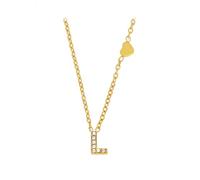 KONFEN Collier Initiale Lettre Acier Inoxydable Femme, 18 Carats Chaine Plaqué Or Réglable, Lettres L Incrustées De Zircone, Avec Un Cœur Délicat Sur Le Côté, Or, Cadeau Personnalisé Bijoux Femme