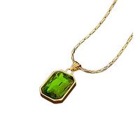 KONFEN Collier Or 18k Cristal Vert, Pendentif Élégant Femme, Bijoux Cadeau Maman, Saint-Valentin