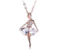 KONFEN Collier Pendentif Argent 925, Colier Danseuse Ballerine Argent avec Zircon Femme Fille, Collier Dansant Elégant Bijoux Cadeau pour Fille Ado Maman, Cadeau de Saint Valentin Noël (Or)