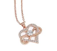 KONFEN Collier Pendentif Femme, Or Rose Collier Coeur Infini en Strass, Collier en Y Elégant Bijoux Femme Cadeau pour Femme Fille Ado Maman, Cadeau de Saint-Valentin