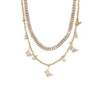 KONFEN Colliers à strass superposés pour femmes, collier ras du cou à pendentifs en strass étincelants, pendentif papillon vintage, bijoux boho pour les amoureuses (3 modèles, or/argent)