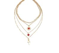 KONFEN Colliers Boho superposés pour femmes, collier ras du cou à pendentifs géométriques uniques, chaîne vintage étoile/fleur/coeur, cadeau bijou pour amoureuse (4 modèles, doré/argenté)