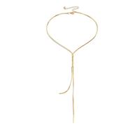 KONFEN Colliers longs en Y pour femmes, Collier long élégant à pompons en V profond pour robe de soirée, Bijoux croisés en acier titane, cadeau pour l'amour (2 modèles, or/argent)