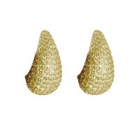 KONFEN Creole Boucles d'oreilles, Creoles Boucle Goutte d'eau avec Zircone pour Femme, Chunky Goutte d'eau Creoles Hoop Earrings, Hypoallergénique Anneau Oreille Bijoux pour Femmes Filles (Or)