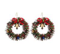 KONFEN D'oreilles pour Femmes, Boucles D'oreilles Pendantes en Alliage avec Forme D'herbe Rouge et Verte, Bijoux Chanceux en Forme de Cloche en Or, Boucles D'oreilles Percées Cartilage de Noël