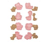 KONFEN Lot de 8 Emporte Pièces 3D Animaux de la jungle Plastique Biscuit, bl'anniversaire emporte-pièce à fondant Pâtisserie et les Desserts, Panda Tigre Hippopotame Girafe Lion Éléphant Zèbre Singe