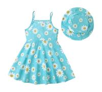 KONFEN Robe Bébé Fille Eté - Marguerite Fleur Robes de Bébé Fille sans Manche + Chapeau 2 pièces pour Bebe Fille Toddler 18-24 Mois pour Eté (Vert)