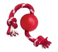 KONG Balle avec Corde - Jouet pour Chien avec Corde pour Un Lancement Facile - en Caoutchouc Naturel Résistant - pour Petits Chiens - Rouge