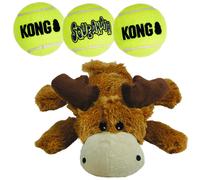 KONG Cozie Marvin l' lan et 3 balles couinantes - Jouets interactifs amusants pour chiens - Balles rapporter et jouet doux et robuste pour joue