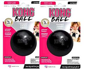 Kong Extreme Ball Lot de 2 Jouets pour Chien Noir Taille M/L