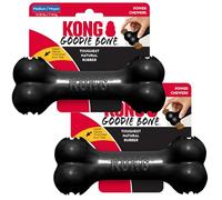 KONG Extreme Goodie Bone Medium Lot de 2 jouets en caoutchouc ultra durable pour mâcheurs puissants - Jouet à mâcher résistant pour chiens de taille moyenne - Noir