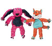 KONG Floppy Knots - Ensemble de jouets pour chiens de petite/moyenne taille - Jouets en peluche durable avec cordes internes nouées et couineurs - Rembourrage minimal pour moins de désordre (lapin et
