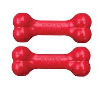 KONG Goodie Bone - Os pour chien classique et durable en caoutchouc naturel, favorise l'engagement mental - Distribution de friandises - Rouge - Pour petits chiens (lot de 2)