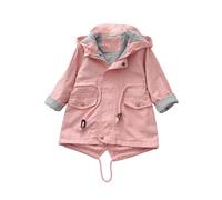 KONG JIMFAN Manteau Fille Doudoune matelassée à capuche pour fille, parka épaisse avec poches, manteau d'hiver chaud et rembourré, coupe-vent et léger pour enfants de 1 à 15 ans.(Pink,3 ans)