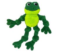 KONG Knots Grenouille avec squelette de corde intérieure | Corde durable sans rembourrage et jouet en peluche avec un couineur, idéal pour faire ses dents et jouer avec les grands